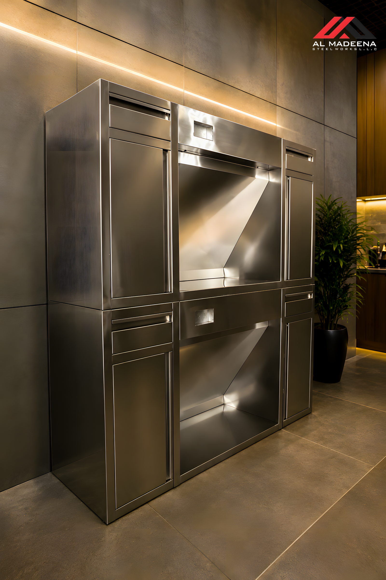 Bain-marie & service counters — Hot and cold service lines, buffet counters