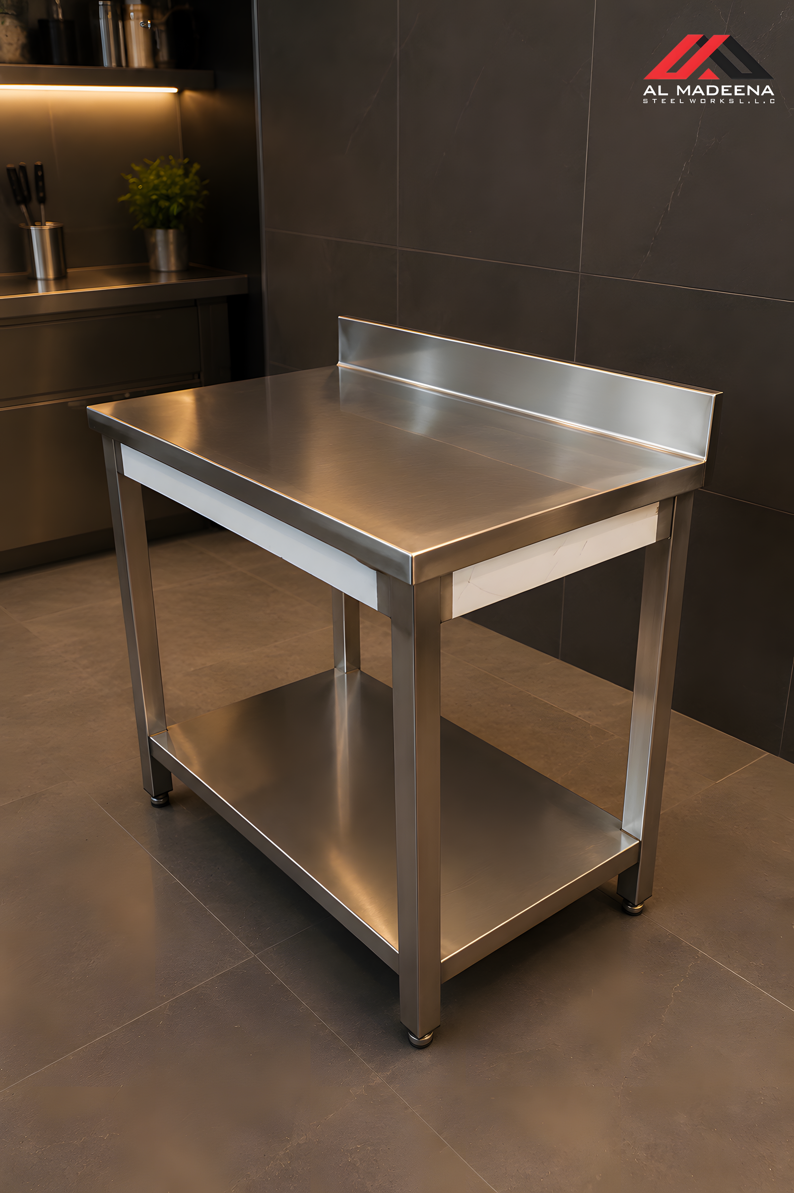 Stainless worktables & benches — SS304 top, welded frame, adjustable feet